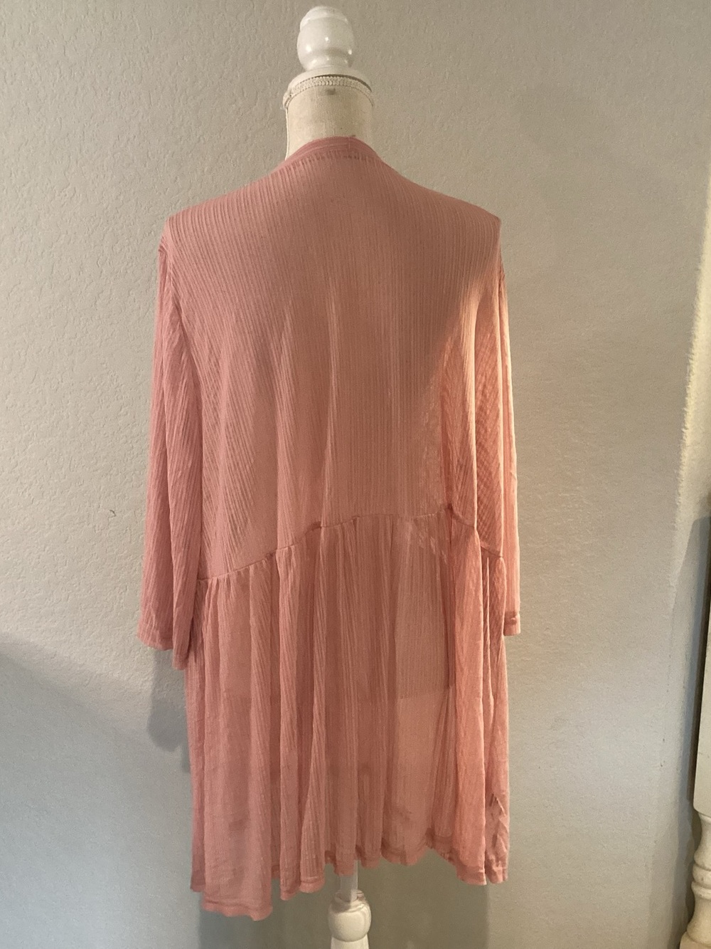 Zaful Dusty Rose Sheer Knit Tie-Front Cardigan - Picture 4 of 5
